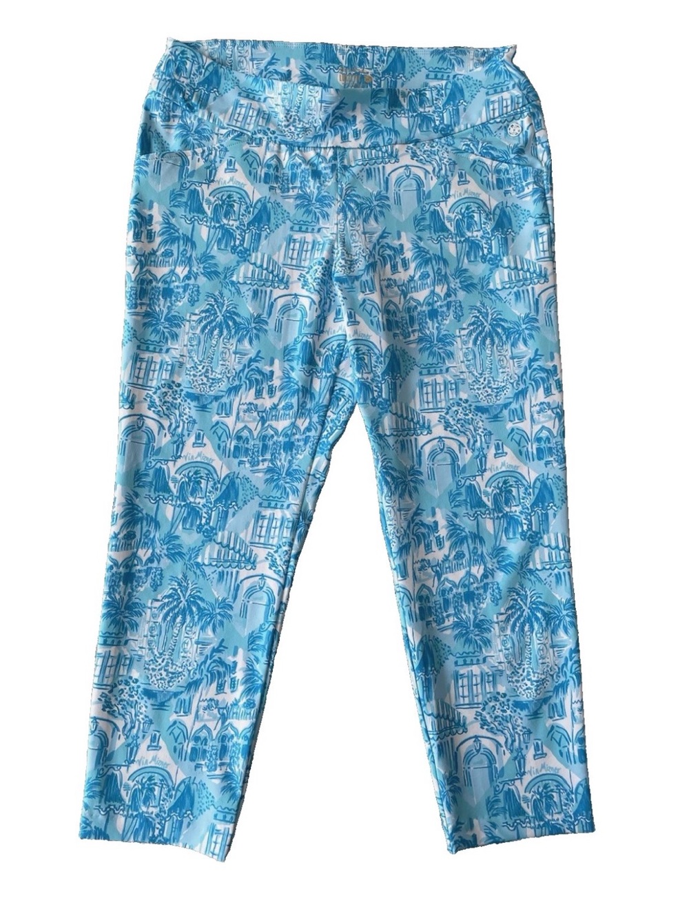 Lilly Pulitzer Blue Luxletic Corso Golf Pants UPF 50 Pants Size 14 Resort Preppy